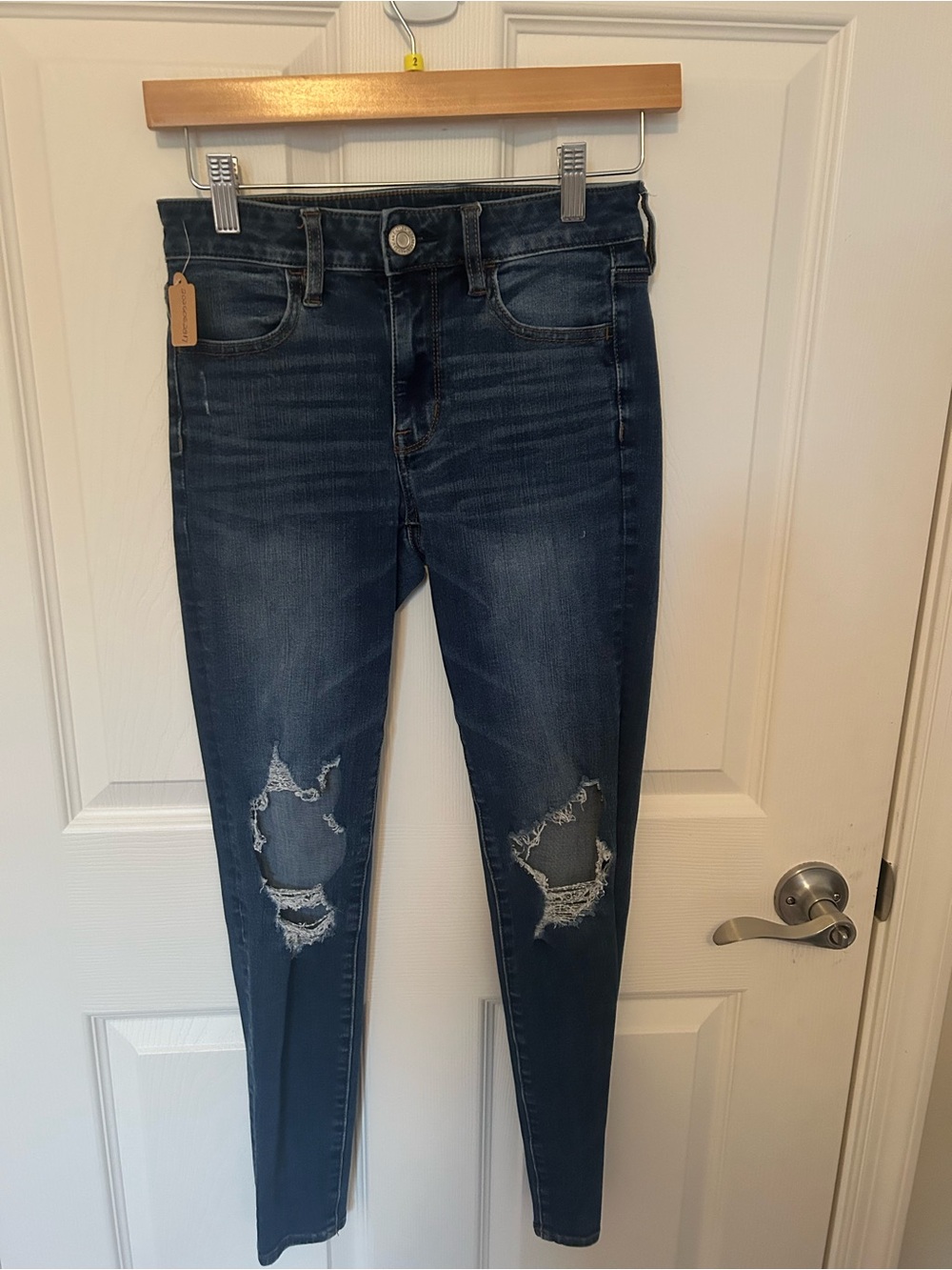 American Eagle Outfitters Dark Blue Ripped Skinny Jeans
